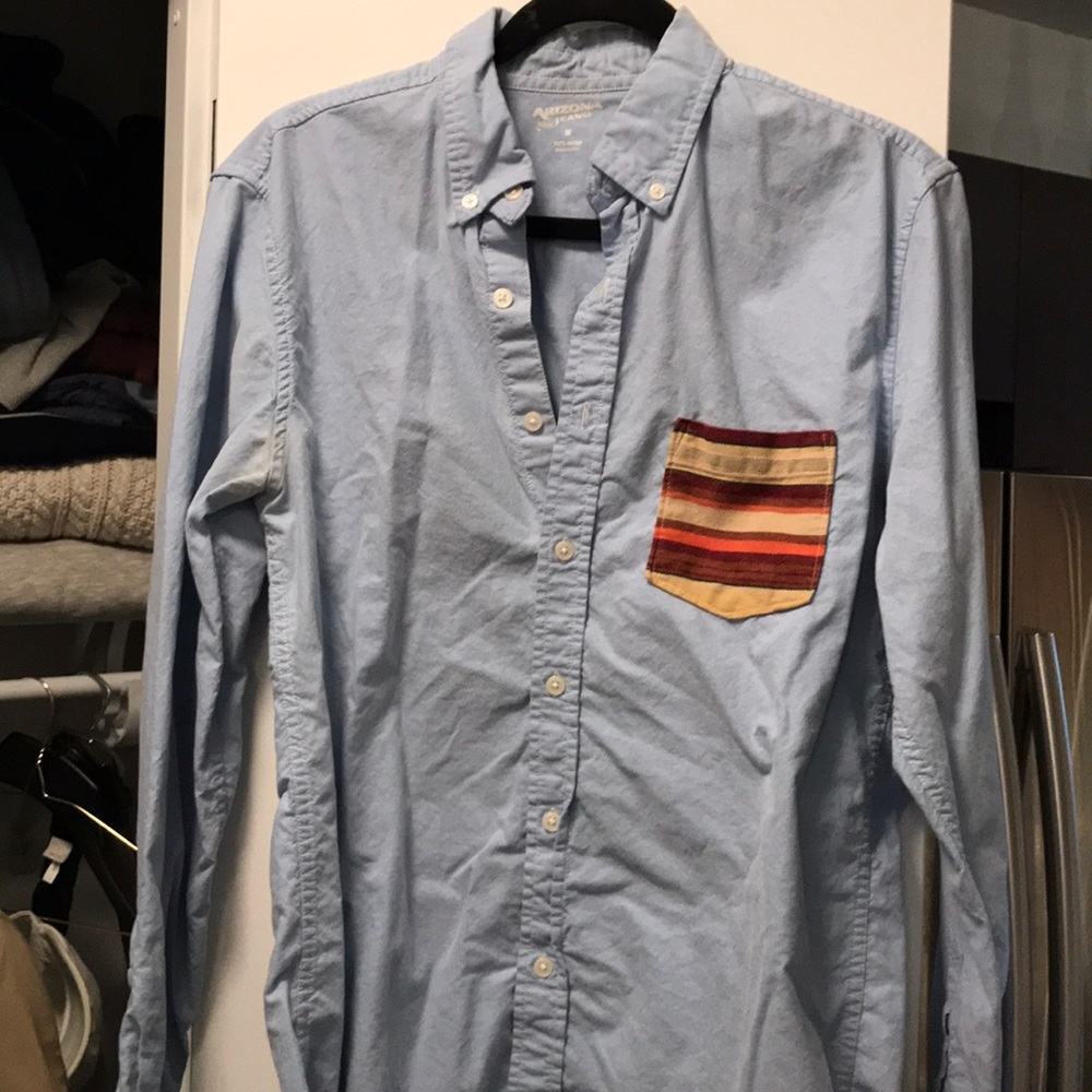 Button down shirt with colorful pocket
